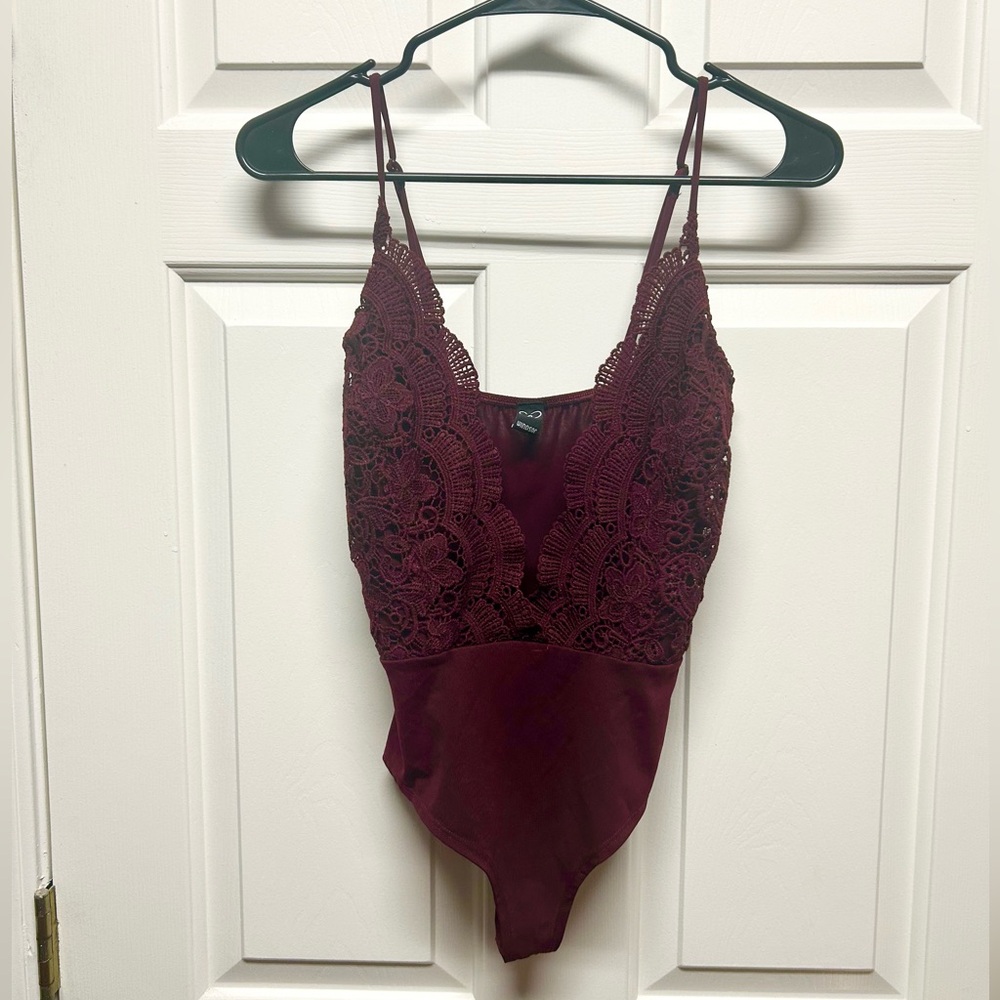 Burgundy Lace Bodysuit